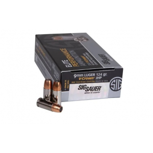  Sauer Elite V-Crown Jacketed Hollow Point 9mm Ducta-Bright 7A 50 Round Box Ammo