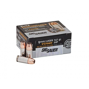  Sauer Elite V-Crown Jacketed Hollow Point 9mm 147 Gr 20 Round Box Ammo