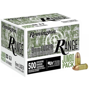 ington Ammunition R27779 Remington Range 9mm Luger Handgun 500 Per Box Ammo