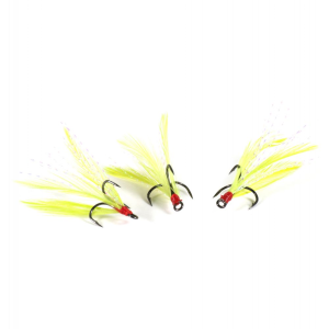 Clam Feathered Gaff Treble Size 10, Chartruese, 3 Pack - Clam