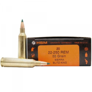  Varmint 22-250 Rem 55 Gr Sierra BlitzKing 20 Bx/ 25 Cs Ammo