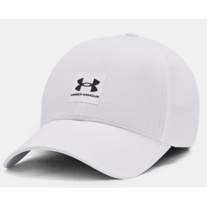 UA ArmourVent Stretch Fit Cap, Men's, White with Casterock, M/L - Under Armour