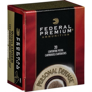 eral Premium Personal Defense Pistol 9mm 124 Grain Hydra-Shok JHP 20 Rounds Ammo