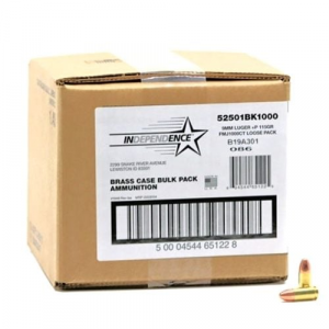 eral Independence 9mm 115gr FMJ 1000 Round Bulk Pack Ammo