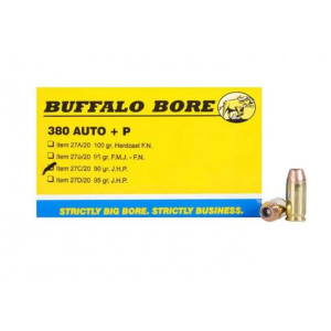 falo Bore Personal Defense Jacketed Hollow Point 380 ACP P 20 Round Box Ammo