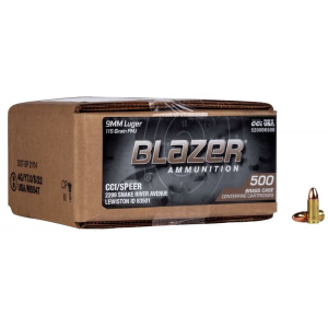  5200BK500 Blazer Brass 9mm 115 Gr Full Metal Jacket 500 Round Box Ammo