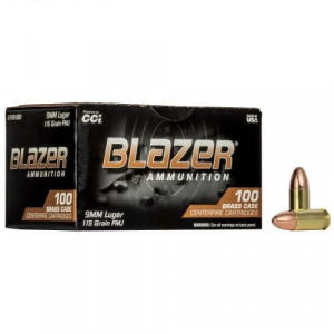  Blazer Brass 9mm 115 GR Full Metal Jacket 100rd Box Ammo