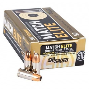  Sauer Elite V-Crown Competition Jacketed Hollow Point 9mm 50 Round Box Ammo