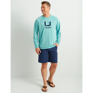 Huk Icon Crew Long Sleeve Shirt Marine Blue 2XL - Marolina Dba Huk
