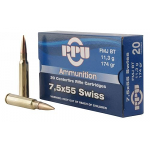  Metric Rifle 7.5x55mm Swiss 174 Gr Full Metal Case (FMC) 20 Bx/ 10 Cs Ammo