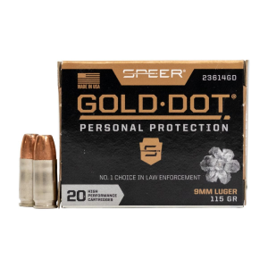 er 23614GD Gold Dot Personal Protection 9mm 115 GR Hollow Point 20 Bx/ 10 Cs Ammo