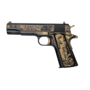 Custom & Collectible David & Goliath Colt 1911, 45 ACP, 5",Custom Scenic Aluminum Grips, Battleworn Bronze Cerakote - Colt