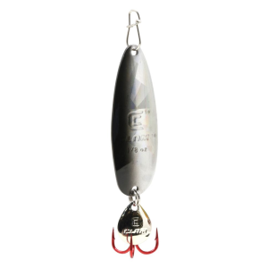 Clam Ribbon Leech Flutter Spoon- 1/4oz, Size 6 - Silver/Black - Clam