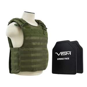 NcStar Plate Carrier Vest with 10" x 12" PE Hard Plates Green - Ncstar