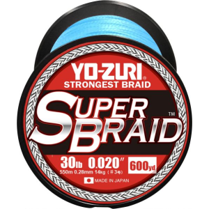 Yo-Zuri SuperBraid Fishing Line, Blue, 30lb Break Strength, 600 Yards - Yo-Zuri
