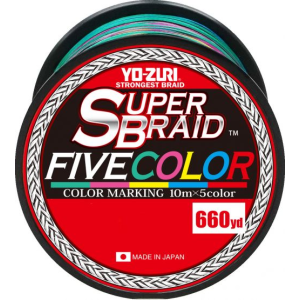 Yo-Zuri SuperBraid Fishing Line, Five Color, 65lb Break Strength, 660 Yards - Yo-Zuri