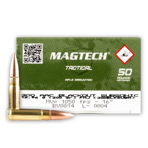 tech Tactical/Training 300 Blackout 200 Gr Full Metal Jacket Subsonic 50 Bx/ 20 Cs Ammo