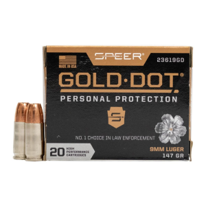 er 23619GD Gold Dot Personal Protection 9mm 147 GR Hollow Point 20 Bx/ 10 Cs Ammo