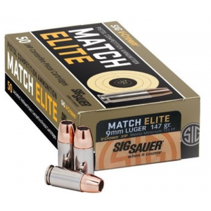  Sauer Elite Match 9mm 147 GR Jacketed Hollow Point 50 Bx/ 20 Cs Ammo