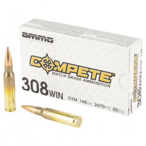 o Inc Compete 308 Winchester 168 Grain Open Tip Match Bullet 20 Round Box Ammo