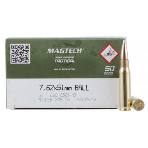 tech Tactical/Training Full Metal Jacket 7.62x51 147 Gr 50 Round Box Ammo