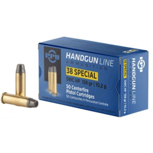 PPU .38 SPECIAL SWC Hollow Point 158G 50RD BOX 10 BOXES PER CASE - Ppu