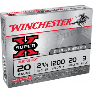 chester Super X 20 Gauge 2.75 20 Pellets 3 Buck Shot 15 Bx/ 10 Cs (Value Pack) Ammo