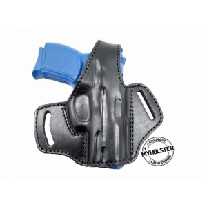 Black / Right Smith & Wesson M&P 40 SHIELD OWB Thumb Break Leather Belt Holster - Myholster