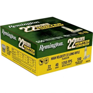 Remington Golden Hunter Rimfire Ammo 22 LR. 40 gr. Plated Hollow Point 550 - Remington