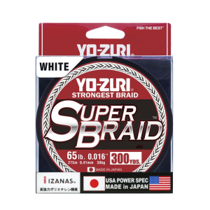 Yo-Zuri SuperBraid Fishing Line, White, 65lb Break Strength, 300 Yards - Yo-Zuri