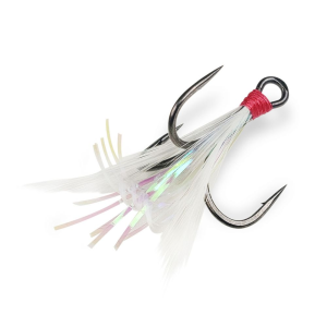Gamakatsu Feathered Treble MH, Size 1/0, White/Tinsel - Gamakatsu