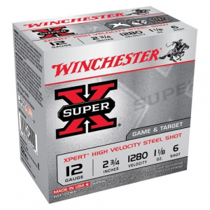 chester Super-X Xpert HV Steel 12 Gauge 2 3/4 1 1/8 Oz #6 Shot 250 Rounds Ammo