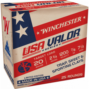 chester Shotgun USA Valor 20 Gauge 2.75 7/8oz #7.5 25 Rounds Ammo