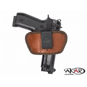 Brown IWB/OWB Leather Belt Holster Compact Concealed Carry Compatible w/ Walther PPK/S - Akar