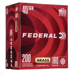 eral WM52232 Champion Training 40 S&W 180 Gr Full Metal Jacket (FMJ) 200 Bx/ 5 Cs Ammo