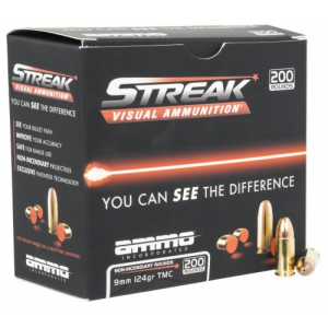 o Inc 9124TMCSTRKRED200 Streak Visual (RED) 9mm Luger 124 Gr Total Metal Case (TMC) 200 Per Box/5 Cs Ammo