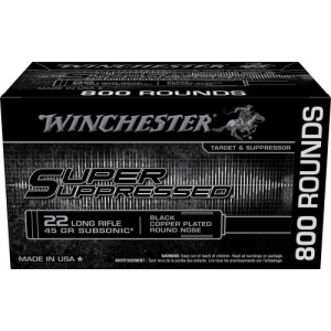 chester SUP.22 LRB Super Suppressed .22 LR 45gr Black Copper Plated Round Nose 400rd Bulk Box Ammo