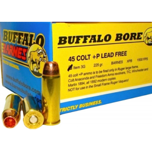 falo Bore Ammunition 3G/20 Buffalo-Barnes Lead-Free 45 Colt (LC) P 225 Gr Barnes XPB 20 Bx/ 12 Cs Ammo