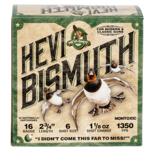 i-Shot Hevi-Bismuth #6 Non-Toxic Shot 16 Gauge 1 1/8 Oz 25 Round Box Ammo