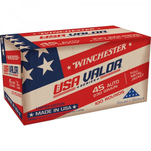 chester USA Valor Pistol .45 ACP 230 Gr. FMJ 100 Rd. Ammo