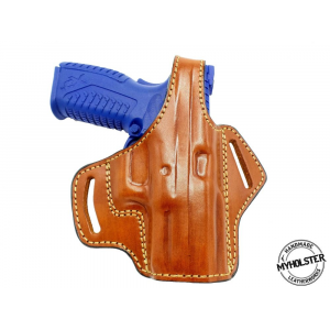 Brown Springfield XDM 40 S&W 3.8" OWB Thumb Break Right Hand Leather Belt Holster - Myholster