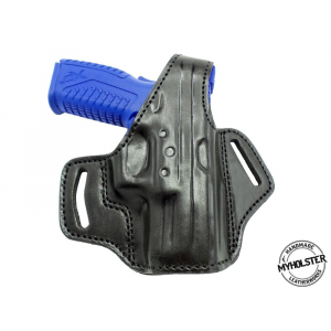 Black Springfield Armory XD-45, 4" OWB Thumb Break Right Hand Leather Belt Holster - Myholster