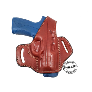 BROWN Ruger American 9mm OWB Thumb Break Leather Belt Holster - Myholster