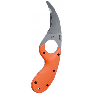 CRKT Bear Claw 2.39" Fixed Hawkbill Veff Serrated Stonewashed AUS-8A SS Blade, Blaze Orange Textured GRN Handle - Crkt