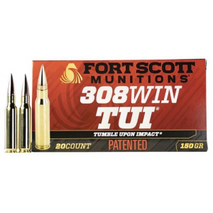 t Scott Munitions 308 150gr SCV2 Tumble Upon Impact (TUI) Rifle 308 Win 150 Gr Solid Copper Spun 20 Per Box/ 10 Case Ammo