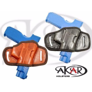 Black BLACK /BROWN LEATHER QUICK DRAW BELT SLIDE OWB HOLSTER Springfield Armory XDM 40 - Akar