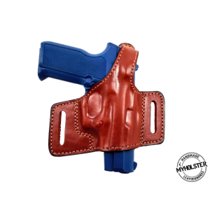 Brown S&W Shield 9 & 40 OWB Thumb Break Compact Style Right Hand Leather Holster - Myholster