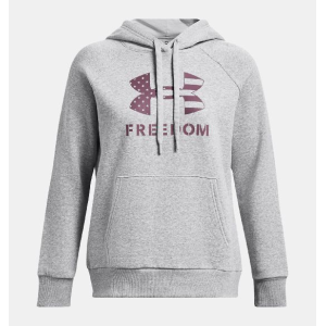 UA Women's Freedom Rival Fleece Logo Hoodie Mod Gray Light Heather/Misty Purple 2X-Large - Under Armour