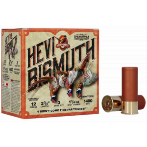 I-Shot HS14713 HEVI-Bismuth Upland 12 Gauge 2.75 1 1/4 Oz 1400 Fps Bismuth 3 Shot 25 Bx/10 Cs Ammo