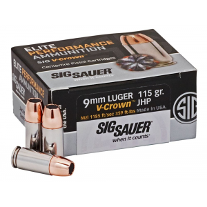  Sauer Elite V-Crown Jacketed Hollow Point 9mm 115 Gr 50 Round Box Ammo